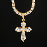 GL Hexagon Cut Moissanite Diamond Cross Pendant Necklace